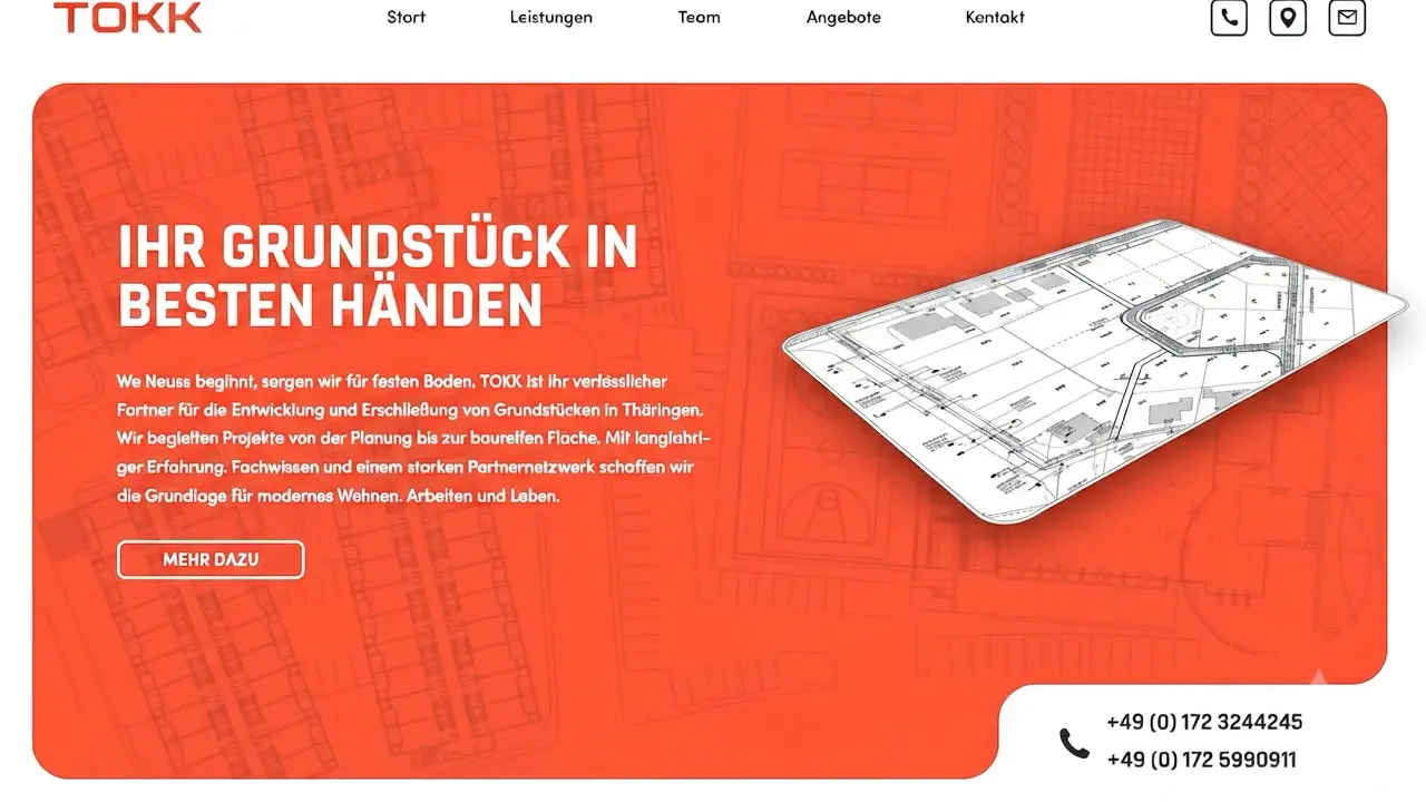 Webdesign, Webentwicklung, SEO & Fotografie für TOKK Verwaltungs- und Grundstücksgesellschaft mbH – Referenz der Ambitive Digitalagentur